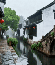 江南水乡古镇石桥河道景观5069#横屏 