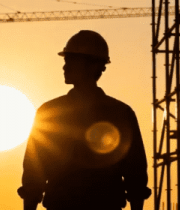 建筑工地工人夕阳下工作场景1061#横屏 