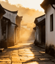 江南古巷清晨阳光洒落1476#横屏 
