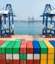  港口集装箱与起重机全景2036#横屏 	 