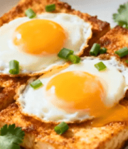 煎豆腐配荷包蛋美食特写3458#横屏 