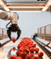 机械臂在产线抓取草莓画面2845#横屏 