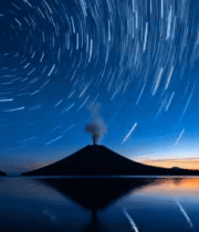 火山夜景星空星轨素材3822#横屏 