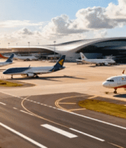 机场停机坪多架客机全景2825#横屏 