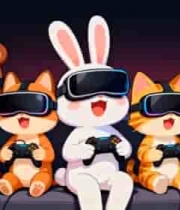  动物戴玩游戏素材2357#横屏 	 