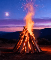 户外夜晚篝火燃烧场景2690#横屏 