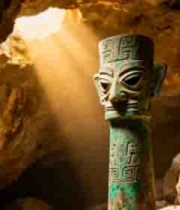  洞穴中青铜文物特写2248#横屏 	 