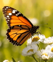 蝴蝶停留在花朵上的自然景象1183#横屏 