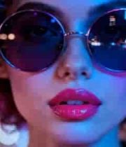  戴墨镜卷发女人特写1011#横屏 	 - 