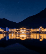 湖畔酒店夜景全景1088#横屏 