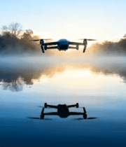 湖面无人机飞行日出景象2139#横屏 