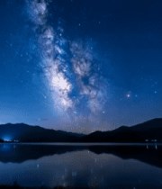 湖面倒影星空夜景4794#横屏 