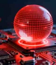  电路板上的红色球体特写1108#横屏 	 