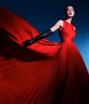 红衣女子优雅摆姿266#横屏 