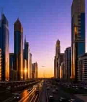  迪拜城市高楼与交通景象599#横屏 	 