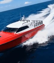 红色快艇海洋航行画面1496#横屏 