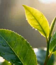  带水珠的嫩绿茶叶特写1044#横屏 	 -