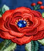  刺绣花朵近景特写968#横屏 	 -