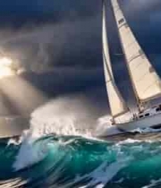  大海上航行的帆船896#横屏 	 -