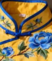  刺绣中式黄色服装特写1447#横屏 	 