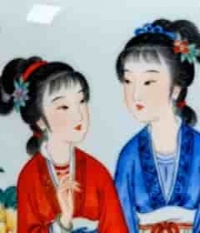  瓷器上古装女子绘画特写1724#横屏 	 - 
