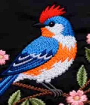  刺绣花鸟图案素材1448#横屏 	 