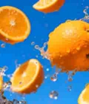  橙子飞溅水花特写2885#横屏 	 