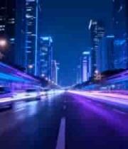  城市夜景道路车流2439#横屏 	 