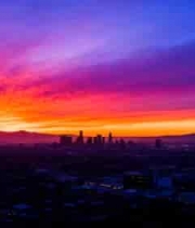  城市日落全景1462#横屏 	 