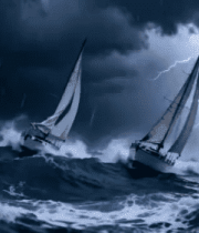 海上帆船在风浪中航行219#横屏 