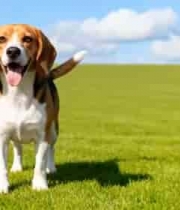  草地上的比格犬2361#横屏 	 