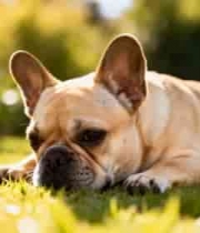  草地上趴着的法国斗牛犬1339#横屏 	 - 