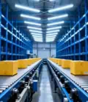  仓库内货物在传送带上运输186#横屏 	 