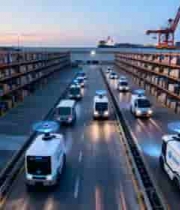  仓库内自动驾驶车辆运输货物1836#横屏 	 