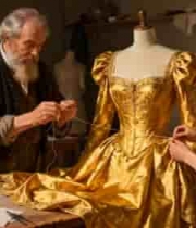  裁缝师徒制作金色礼服2088#横屏 	 