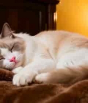  布偶猫在毛毯上睡觉2083#横屏 	 