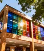  彩色玻璃图书馆外观2195#横屏 	 