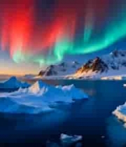  北极冰山与极光景观2893#横屏 	 