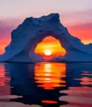  北极冰山日落景象2524#横屏 	 