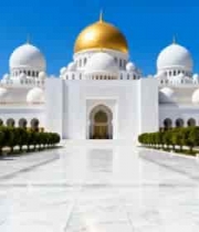  白色清真寺建筑外观全景2382#横屏 	 