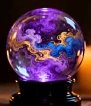  烛光下的紫色水晶球3232#横屏 	 