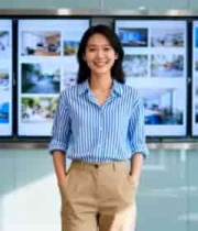  职场女性微笑展示3168#横屏 	 