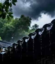  中式屋檐雨帘特写3214#横屏 	 - 