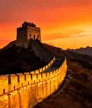  长城日落壮丽景色3134#横屏 	 -