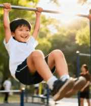 公园男孩做引体向上2166#横屏 