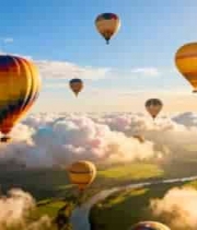  云端热气球编队飞行3094#横屏 	 