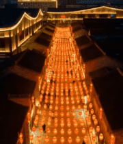 古城夜景航拍灯笼街道1334#横