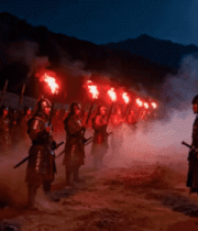 古代士兵持火把列队场景4467#横屏 