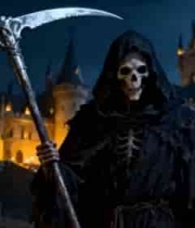  月夜死神城堡剪影3083#横屏 	 