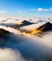  云海之巅金色日出3107#横屏 	 